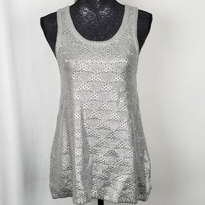 Moth Anthropologie Metallic Knitted Tank Small